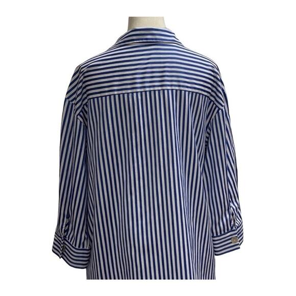 Zara Blue White Striped Collared Tunic Long Sleeve Shirt Dress Size Medium - Picture 4 of 8